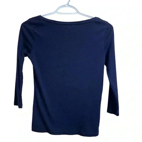 Talbots Petite 100% Pima Cotton, Boat Neck, 3/4 Sleeve Top - Picture 3 of 4